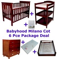 Babyhood Milano Cot 6 Pce Package Deal Walnut
