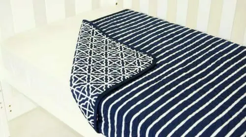 Amani Bebe Breezy Blue Coverlet Navy White Side A