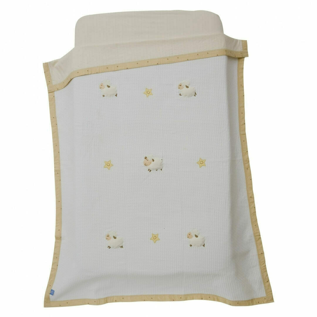 Living Textiles Counting Sheep Waffle Blanket Cot Size Bubs n Grubs