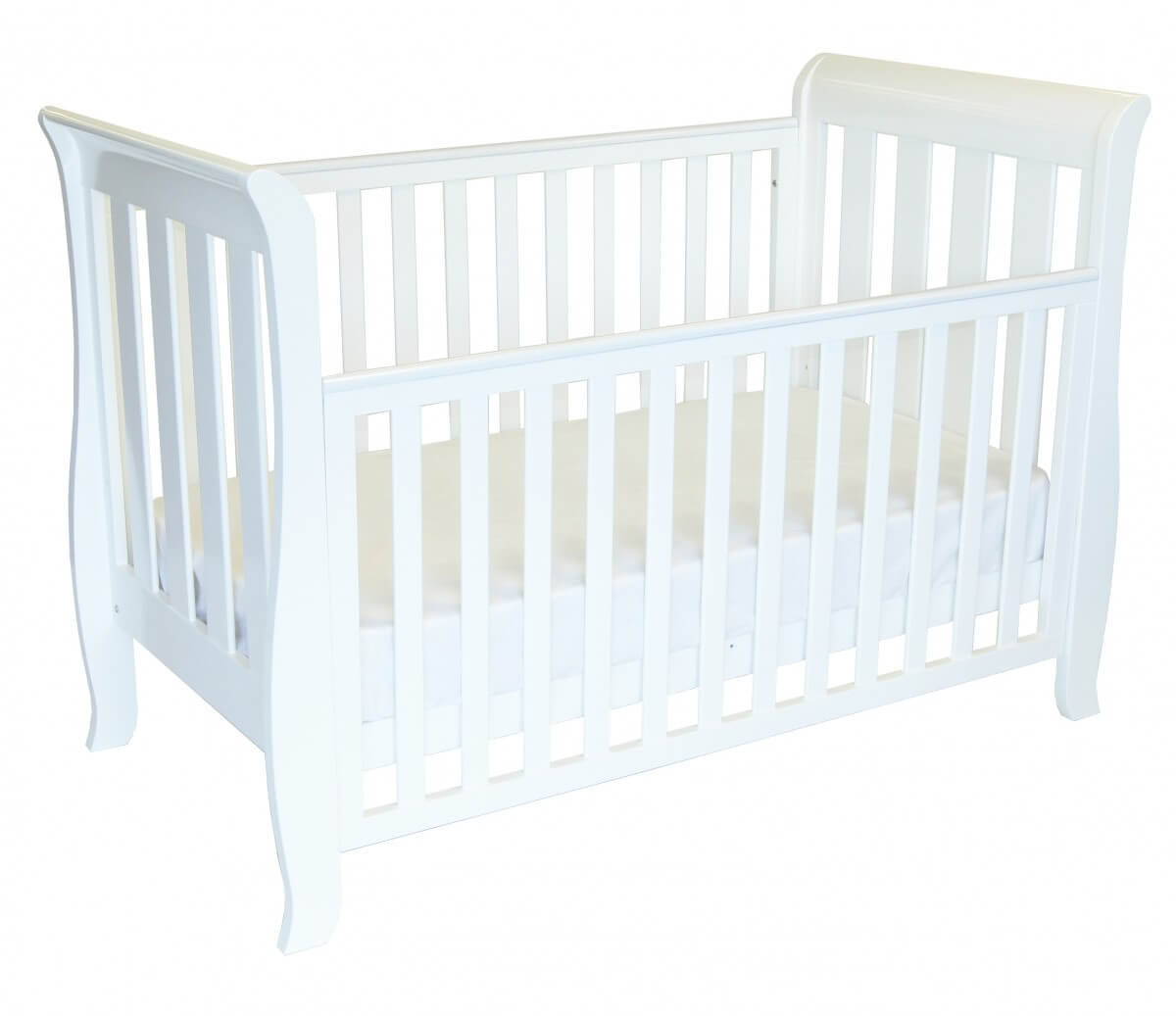 babyhood Classic Sleigh 4 in 1 Cot Drop side Down