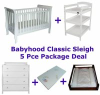 Babyhood Classic Sleigh Cot 5 Pce Package Deal