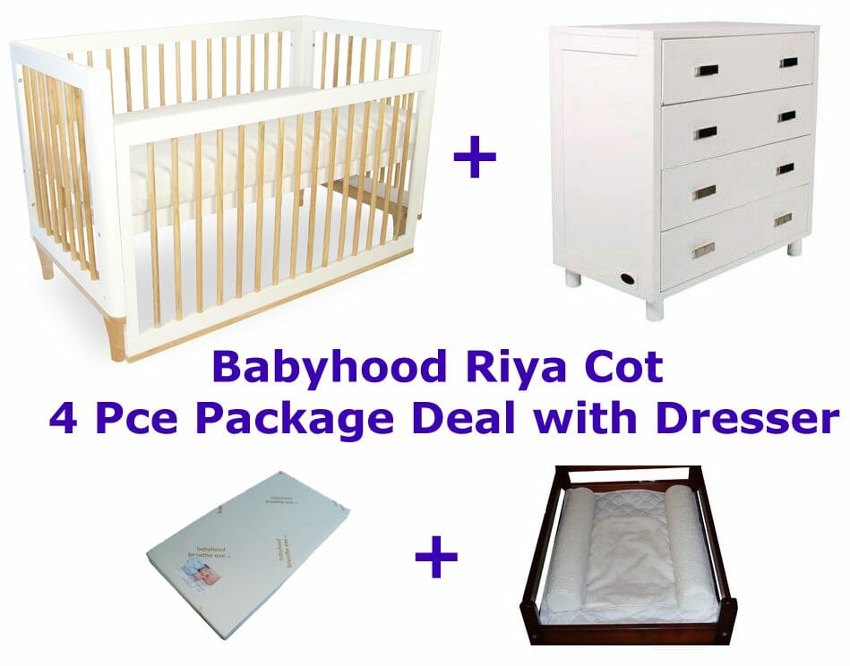 Babyhood Riya Cot Package Deal 4 Pce with Dresser
