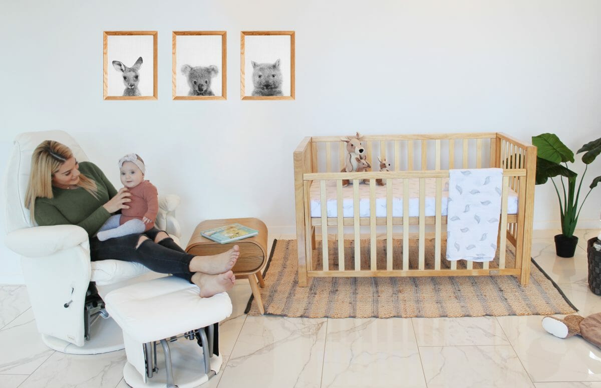 Babyhood Lulu Cot Lifestyle With Breast Feeding Chair