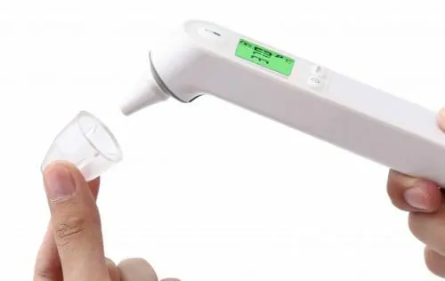 Iet400 Infrared Ear Thermometer In Use Iet400 Infrared Ear Thermometer In Use