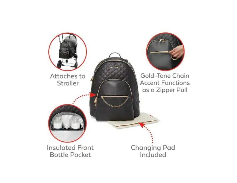 Skip Hop Linx Quilted Diaper Backpack Features