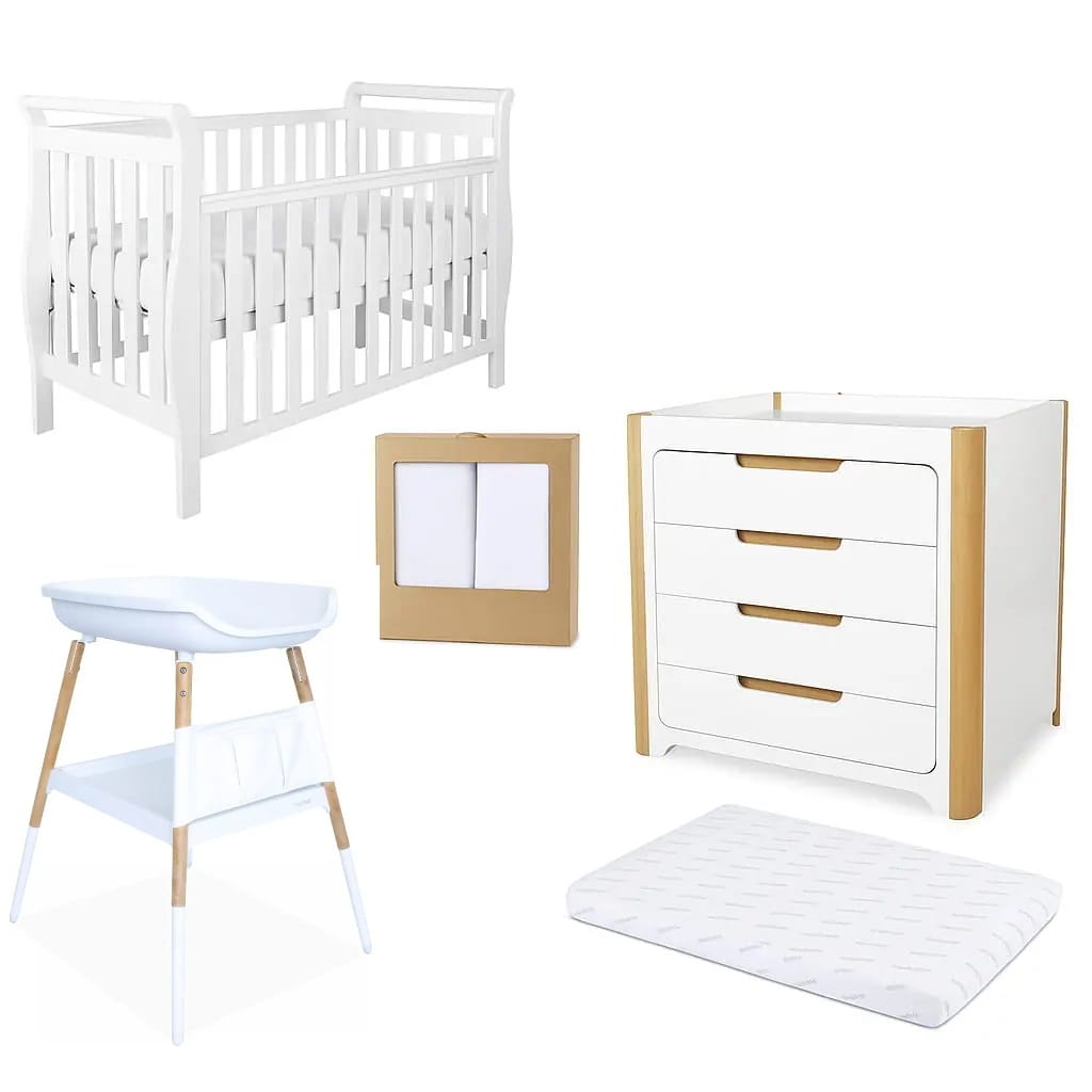 Babyhood Georgia Sleigh Cot 6 Pce Cot Package 1