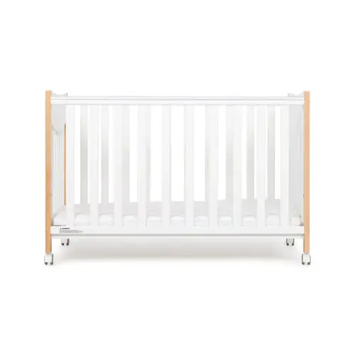 Grotime Lucas Compact Cot White Natural Front Grotime Lucas Compact Cot White Natural Front
