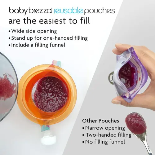 Baby Brezza Reusable Food Pouches Features Baby Brezza Reusable Food Pouches Features