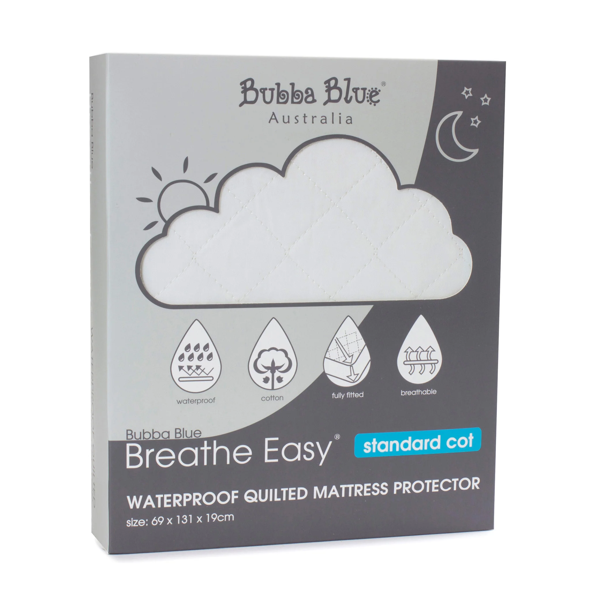 Bubba Blue Quilted Standard Cot Mattress Protector Bubs n Grubs