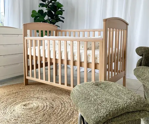 Babyhood Classic Curve Cot Driftwood Lifestyle 4 Babyhood Classic Curve Cot Driftwood Lifestyle 4