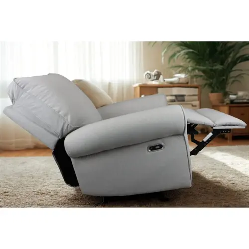 Baby Studio Deluxe Electric Linen Reclining Glider Feeding Chair Grey