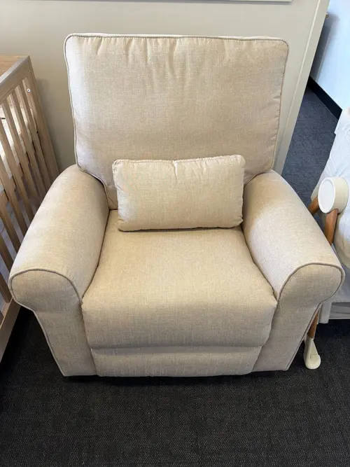 Baby Studio Deluxe Electric Linen Reclining Glider Feeding Chair Oatmeal 2