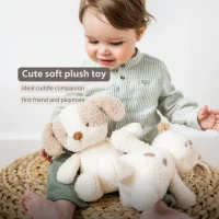 Nattou Teddy Baby Plush Dog 25 Cm White Beige Features