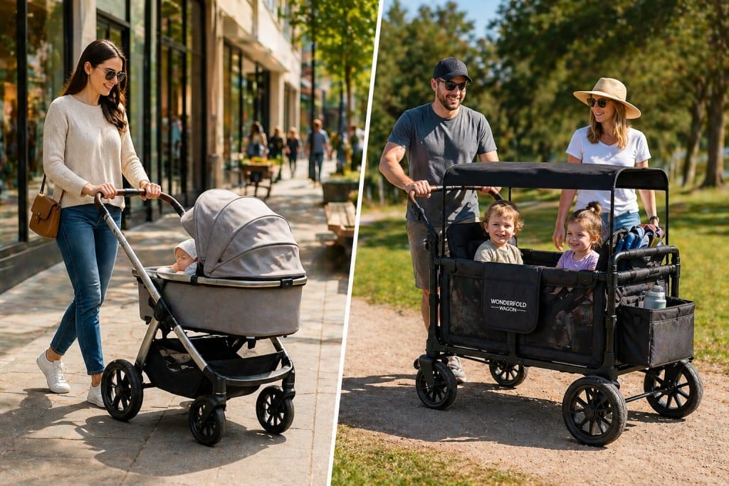 Stroller wagons vs prams comparison for Australian families
