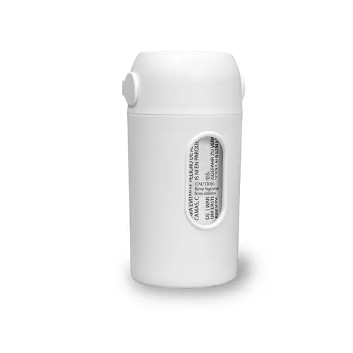 Front view of white Magic nappy bin bag dispenser with included bag roll visible