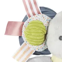 Close-up of the Elephant activity toy textured ear and patterned fabric tabs