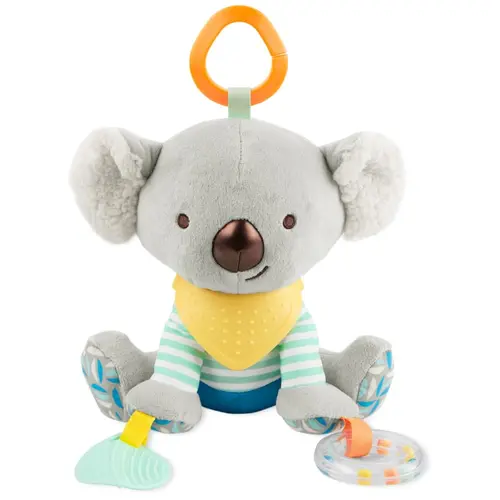 Skip Hop Bandana Buddies Koala with yellow bandana teether, leaf teether, rattle ring and orange attachment ring