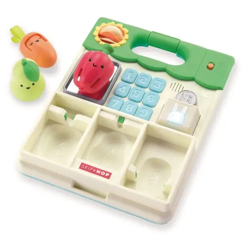 Skip Hop Farmstand Activity Walker Floor Play Panel Farmstand activity panel arranged for floor play beside the detachable pear and carrot