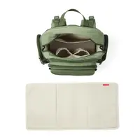 Skip Hop Luna Nappy Backpack Sage Interior And Changing Pad Open Skip Hop Luna Sage backpack with the included changing pad unfolded