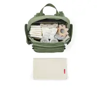 Skip Hop Luna Nappy Backpack Sage Packed Interior Skip Hop Luna Sage backpack packed with baby essentials beside its changing pad
