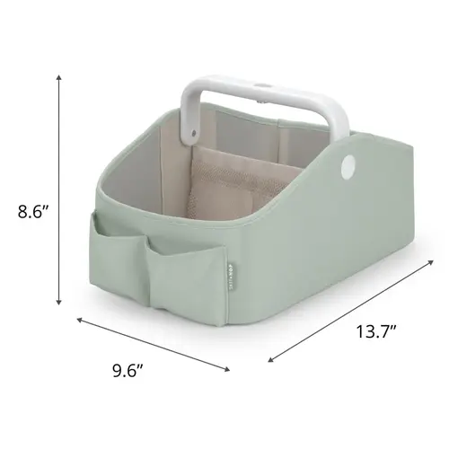 Skip Hop Sage Light Up Nappy Caddy Dimension Diagram Skip Hop Sage nappy caddy dimension diagram showing 13.7-inch length, 9.6-inch width and 8.6-inch height