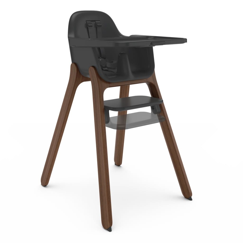 Uppababy Ciro V2 Highchair Mason Black Walnut Frame Three Quarter Right Footrest Heights