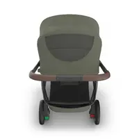 Uppababy Kona Pram Evelyn Meadow Green Graphite Frame Chestnut Leather Overhead Peek A Boo Window
