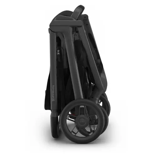 Uppababy Kona Pram James Black Carbon Frame Black Leather Folded Side Uppababy Kona Pram James Black Carbon Frame Black Leather Folded Side