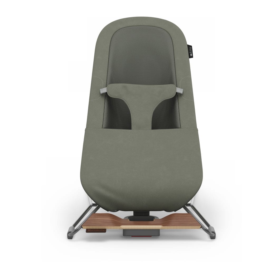 Uppababy Mira V2 3 In 1 Bouncer Maddie Green Soft Knit Walnut Front Infant Mode