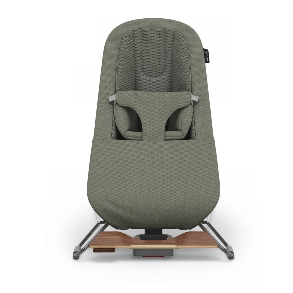 Uppababy Mira V2 3 In 1 Bouncer Maddie Green Soft Knit Walnut Front Newborn Mode