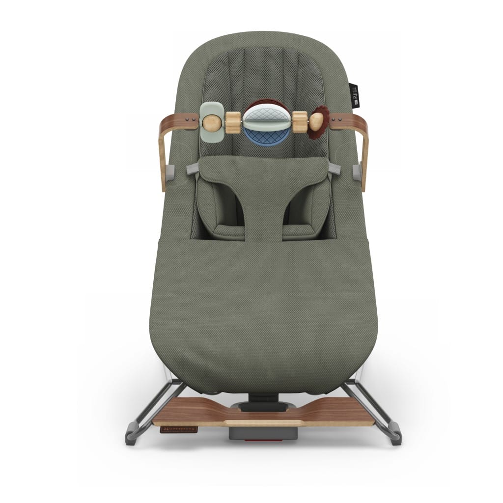Uppababy Mira V2 3 In 1 Bouncer Maddie Green Soft Knit Walnut Front
