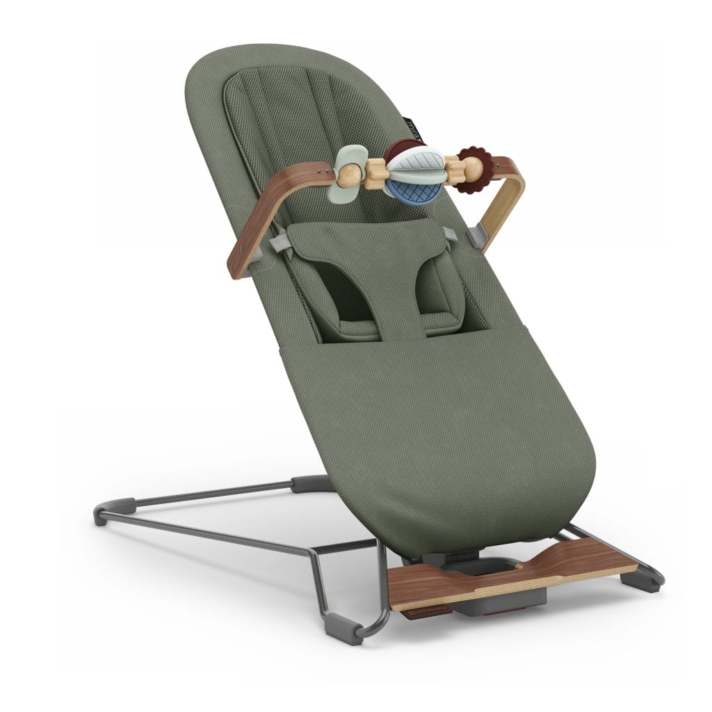 Uppababy Mira V2 3 In 1 Bouncer Maddie Green Soft Knit Walnut Hero Three Quarter Right