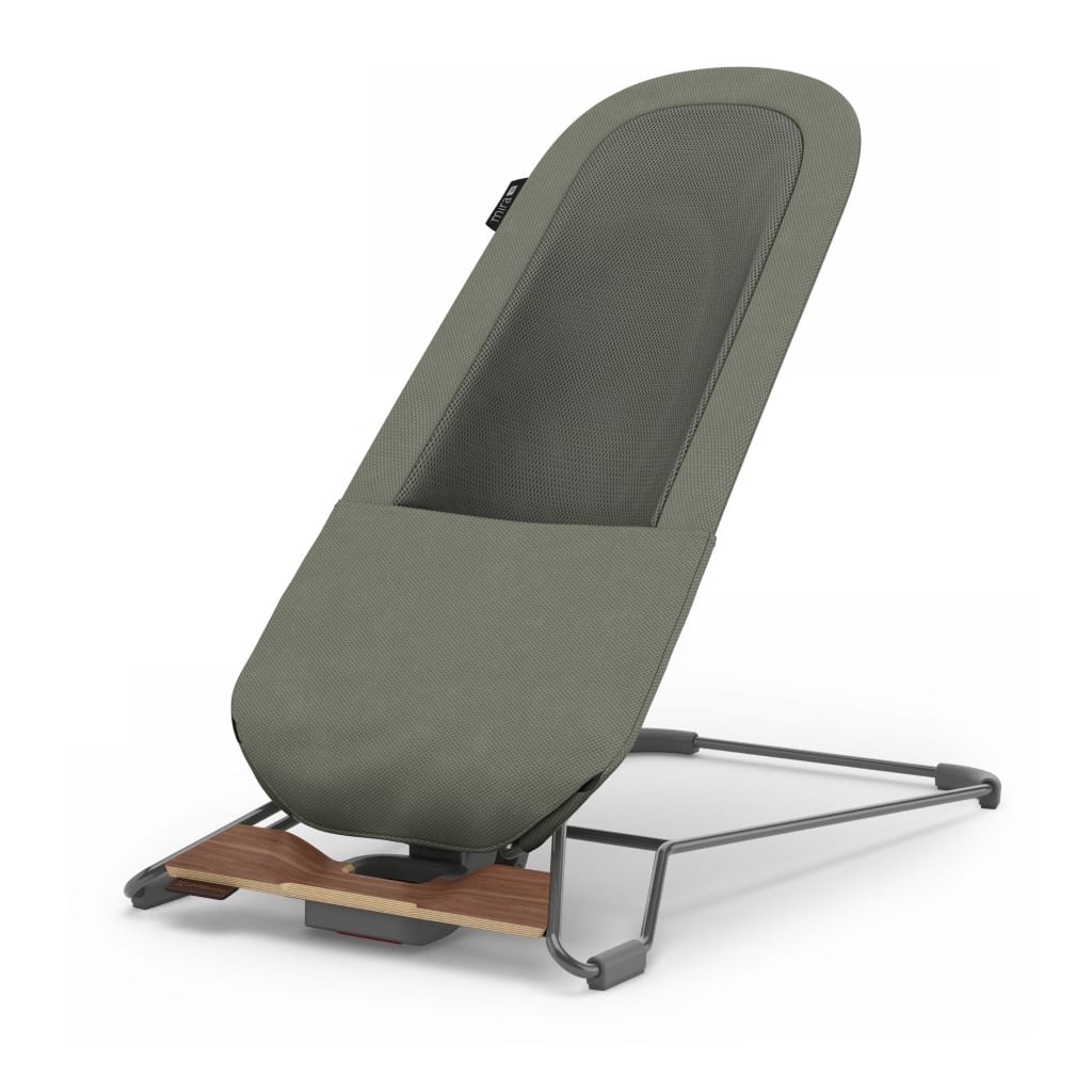 Uppababy Mira V2 3 In 1 Bouncer Maddie Green Soft Knit Walnut Three Quarter Left Toddler Seat