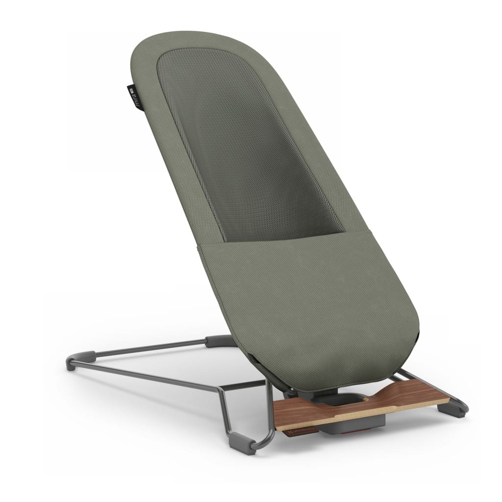 Uppababy Mira V2 3 In 1 Bouncer Maddie Green Soft Knit Walnut Three Quarter Right Toddler Seat