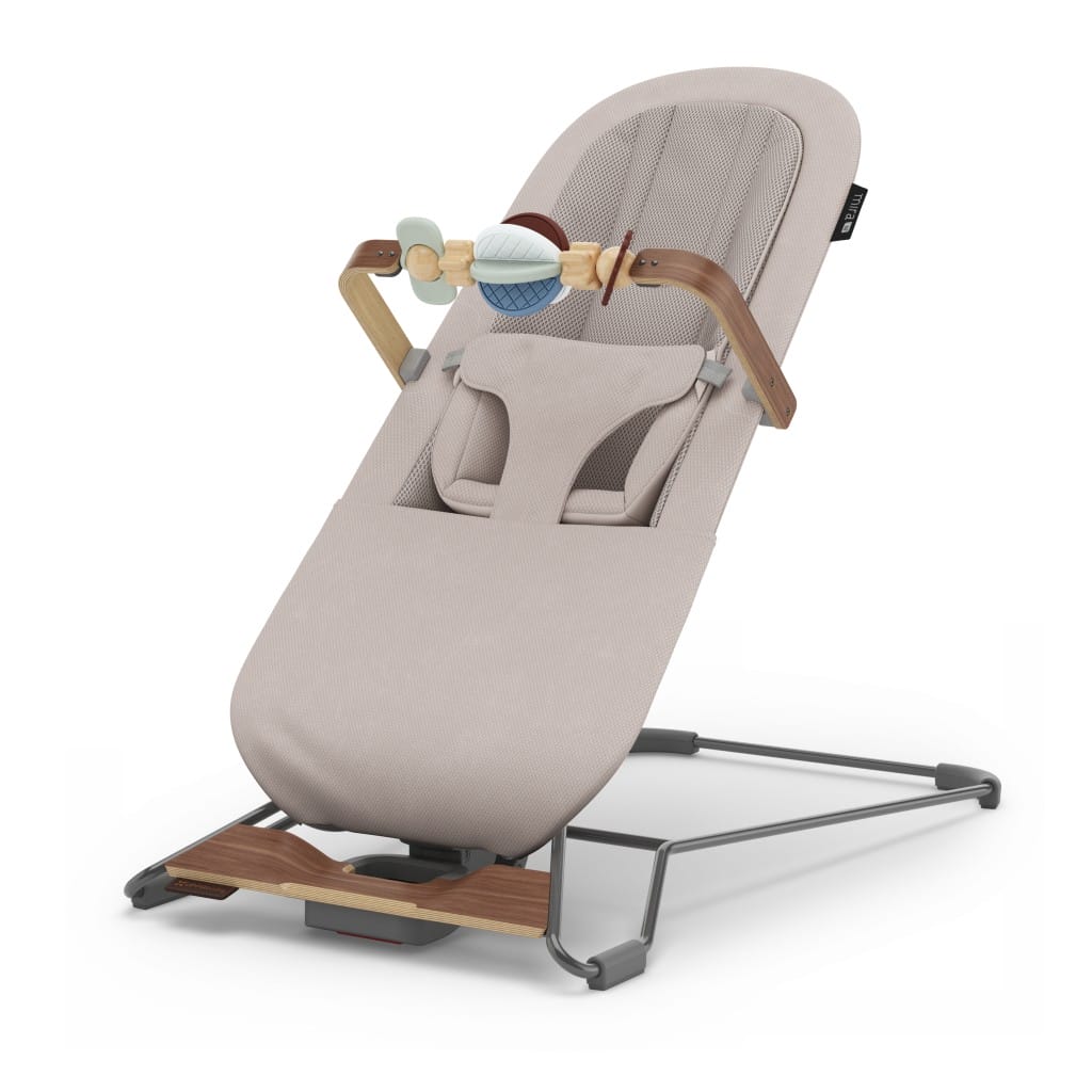Uppababy Mira V2 3 In 1 Bouncer Townsend Beige Soft Knit Walnut Three Quarter Left